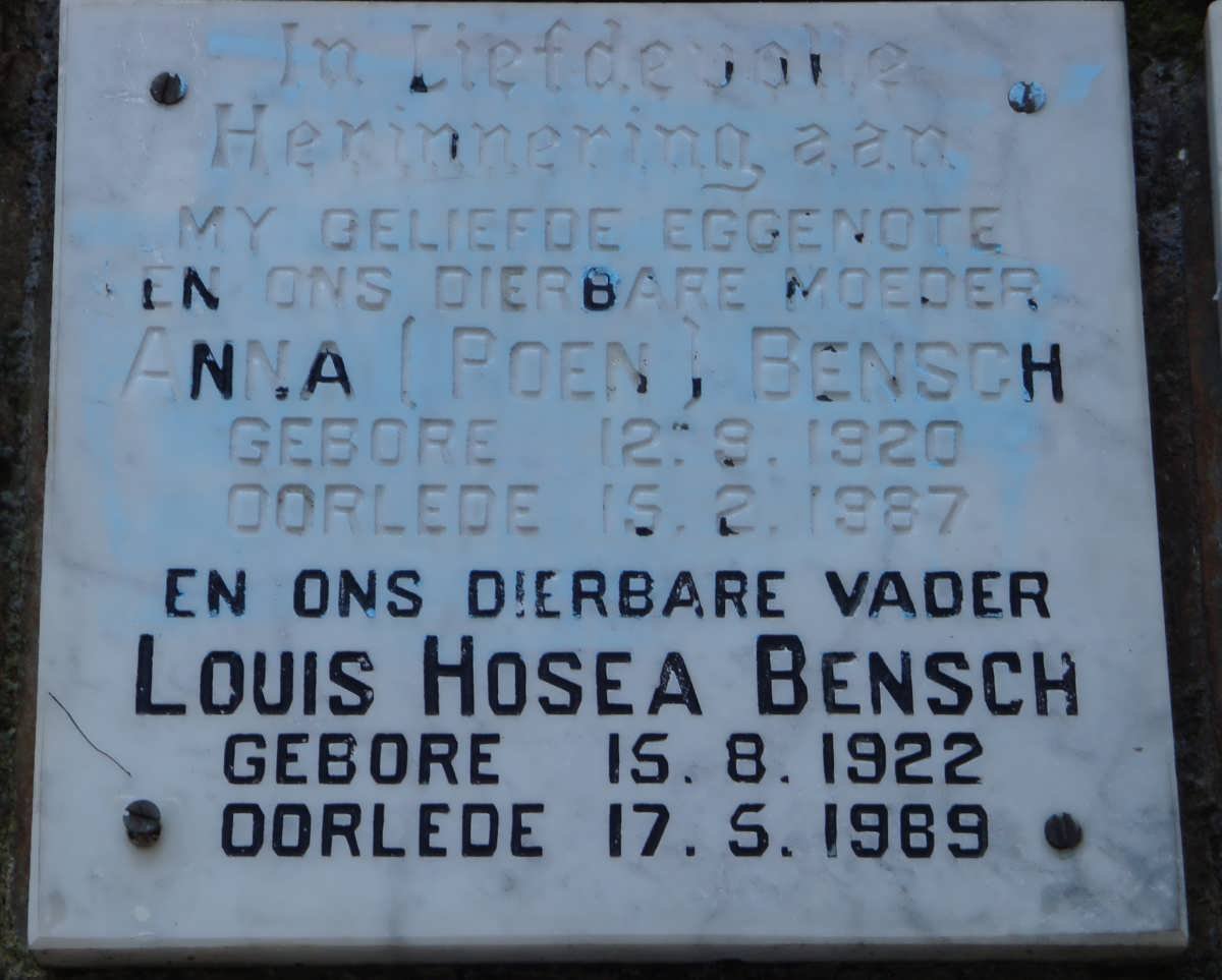 BENSCH Louis Hosea 1922-1989 &amp; Anna 1920-1987