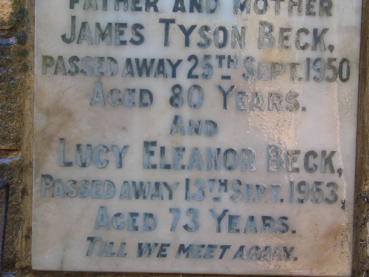 BECK James Tyson -1950 &amp; Lucy Eleanor -1953