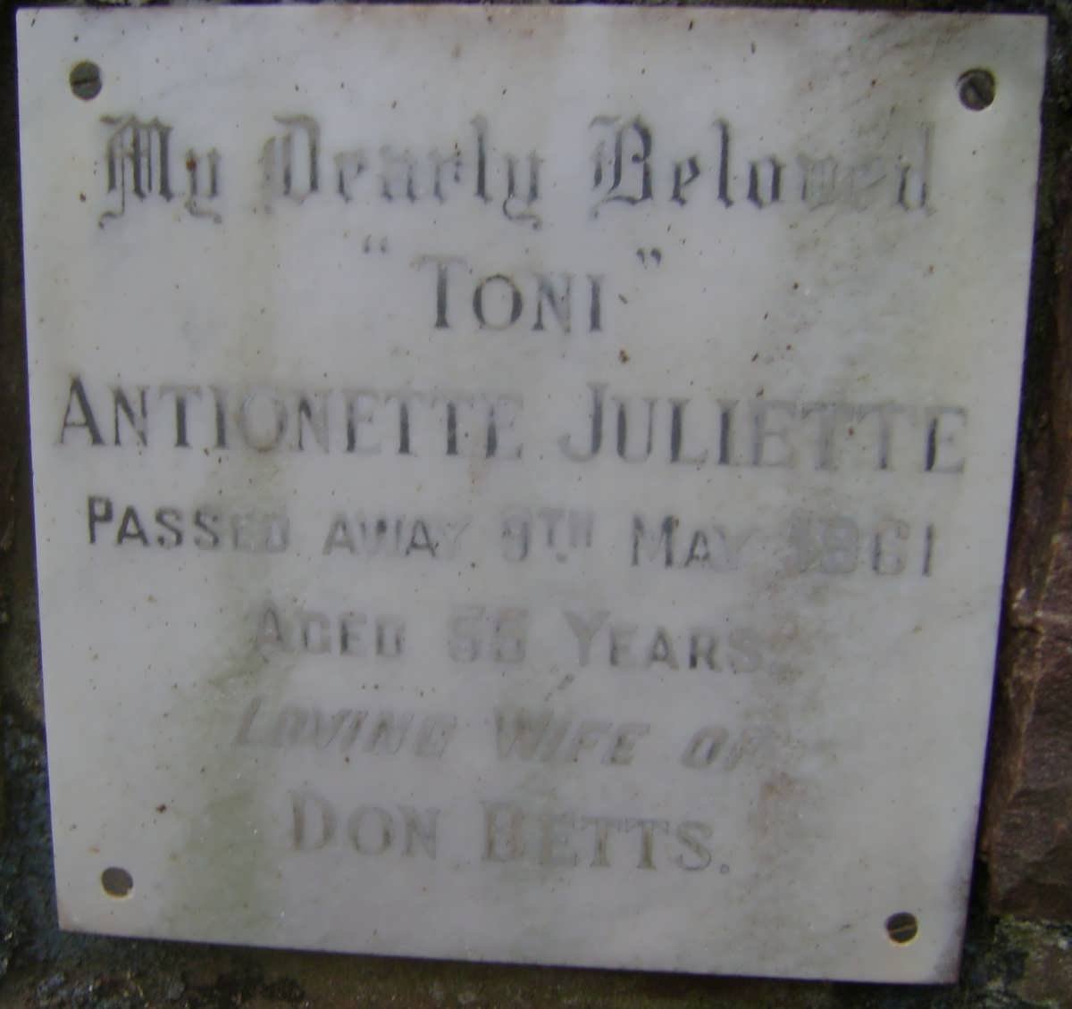 BETTS Antionette Juliette -1961