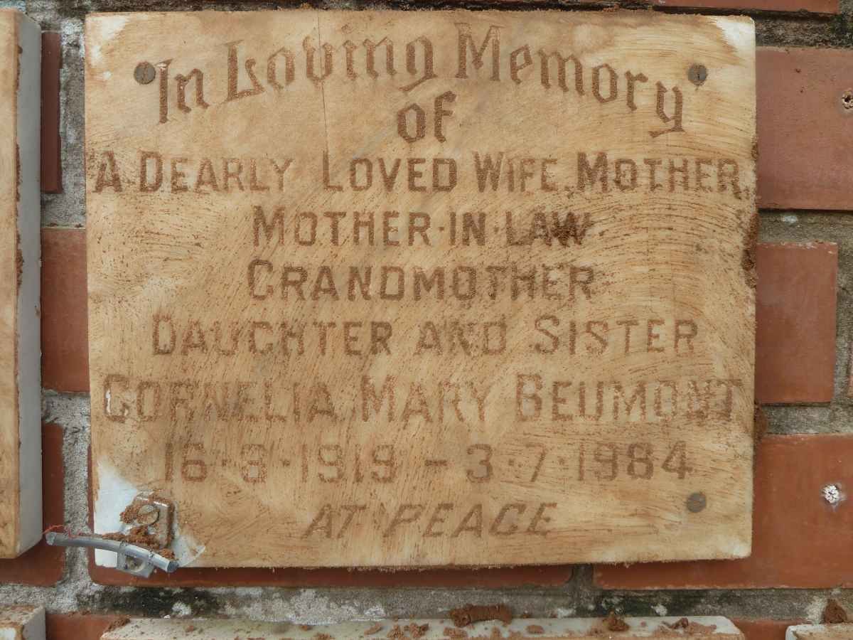 BEUMONT Cornelia Mary 1919-1984