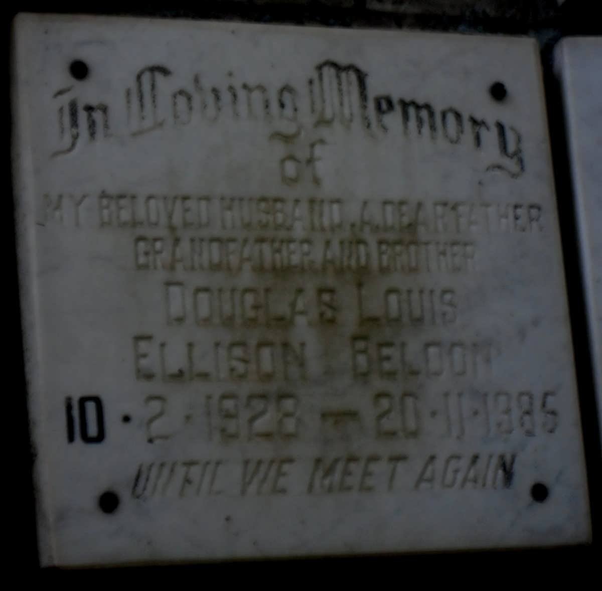 BELDON Douglas Louis Ellison 1928-1985
