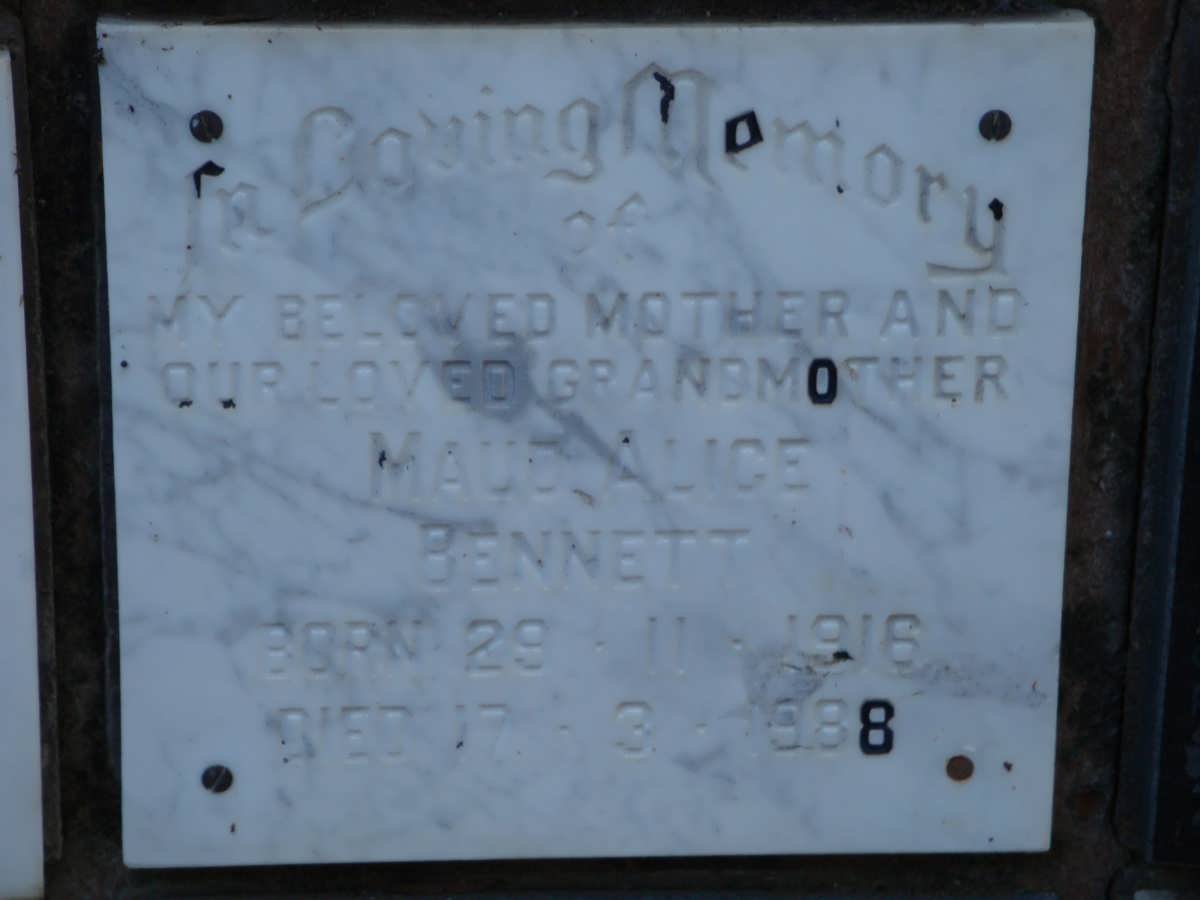 BENNETT Maude Alice 1916-1988