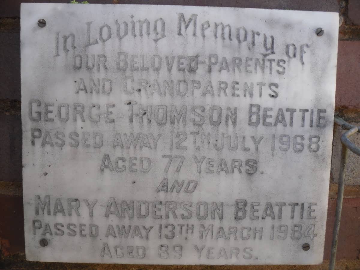 BEATTIE George Thomson -1968 &amp; Mary Anderson -1984
