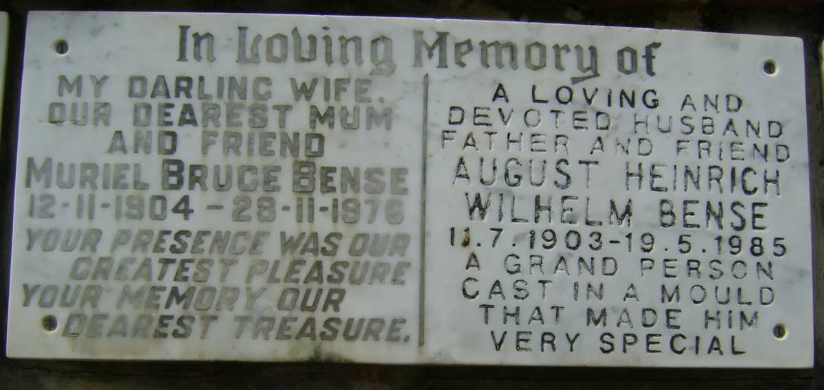 BENSE August Heinrich Wilhelm 1903-1985 &amp; Muriel Bruce 1904-1976