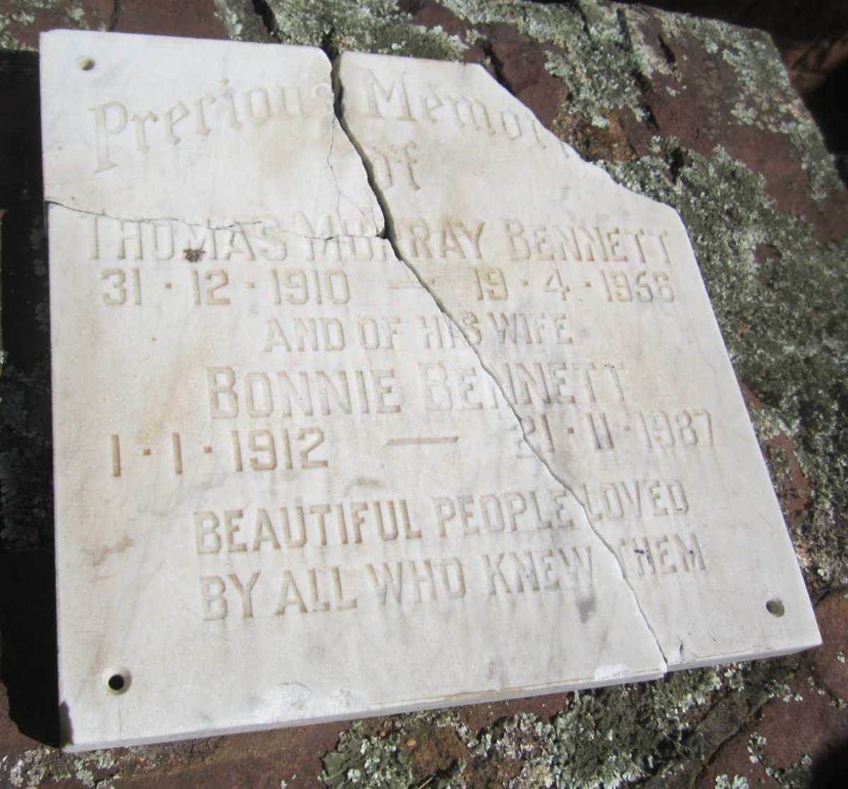 BENNETT Thomas Murray 1910-1956 &amp; Bonnie 1912-1987