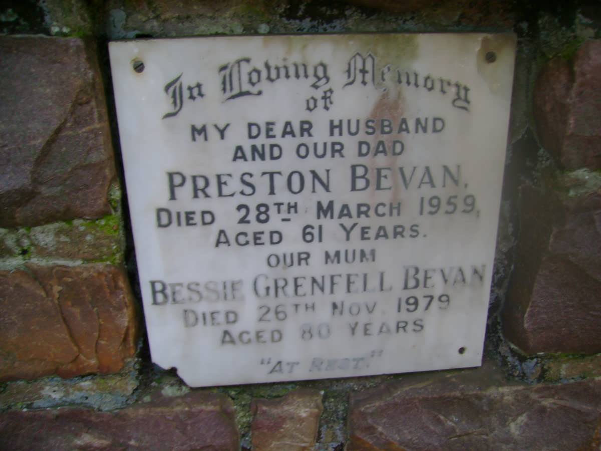 BEVAN Preston -1959 &amp; Bessie Grenfell -1979
