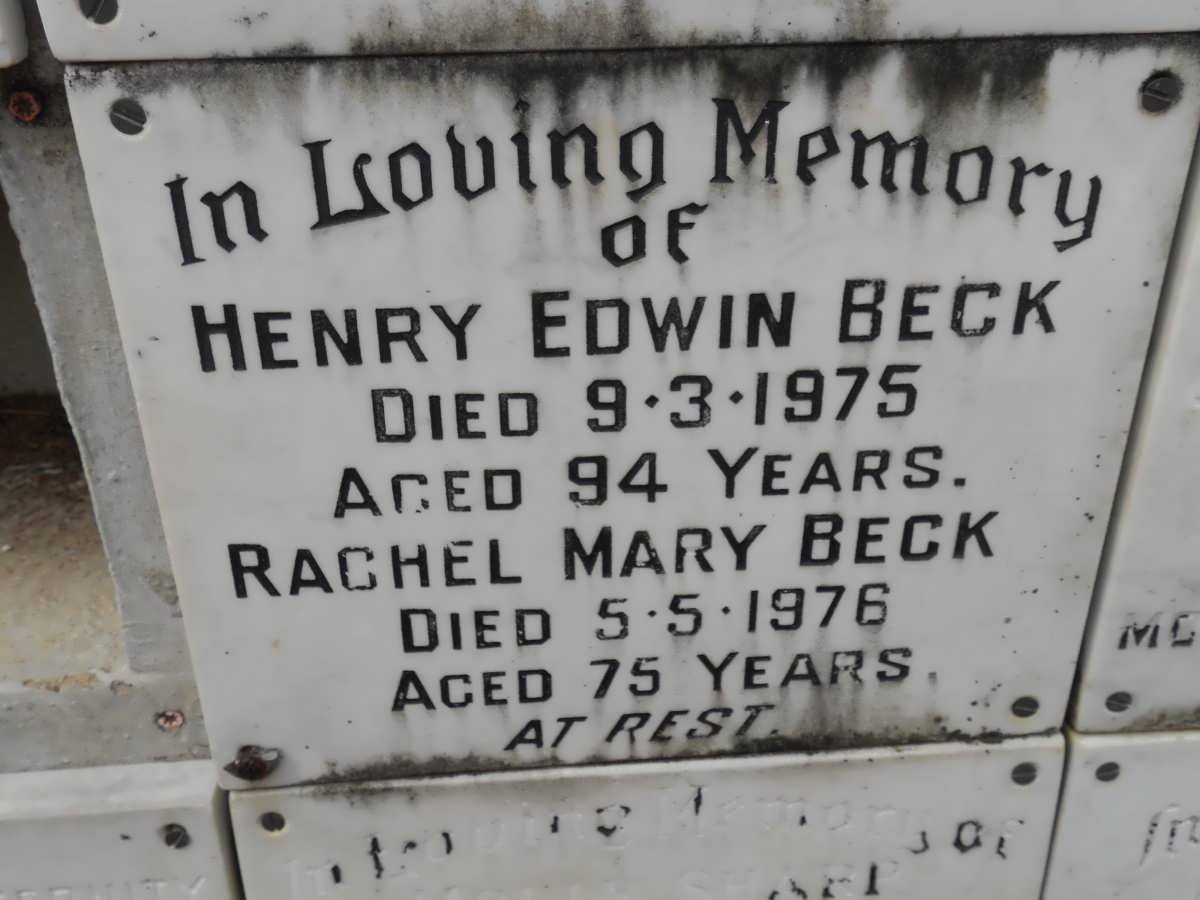 BECK Henry Edwin -1975 &amp; Rachel Mary -1976