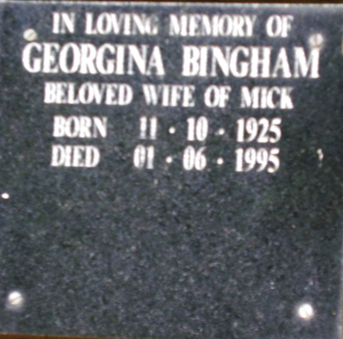 BINGHAM Georgina 1925-1995