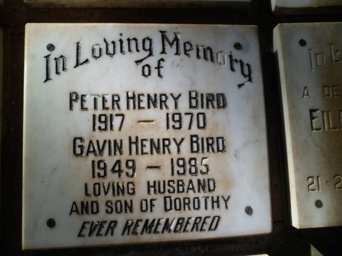 BIRD Peter Henry 1917-1970 :: BIRD Gavin Henry 1949-1985