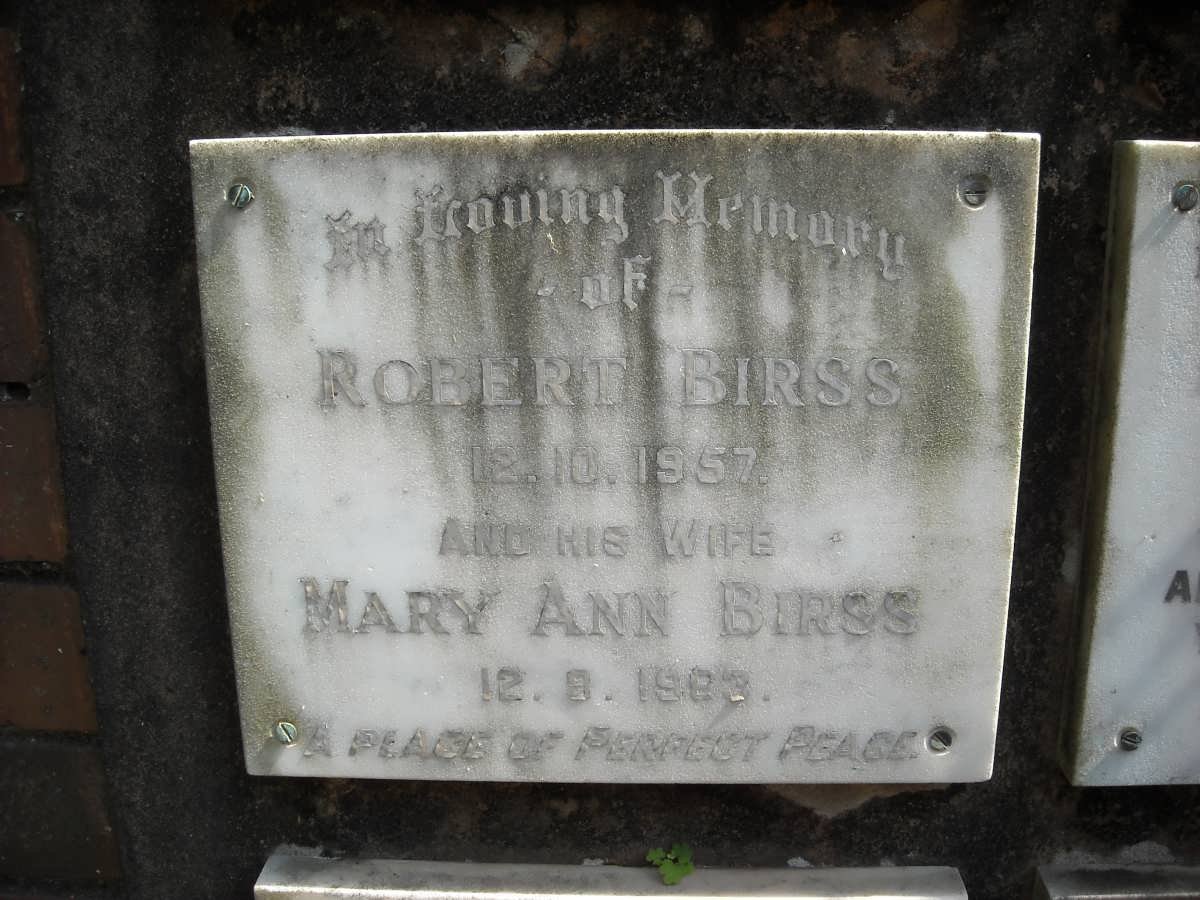 BIRSS Robert -1957 &amp; Mary Ann -1983