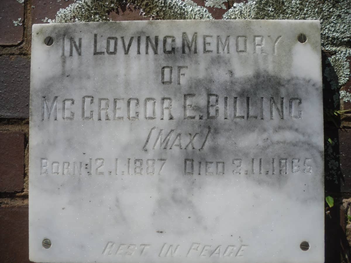 BILLING McGregor E. 1887-1965