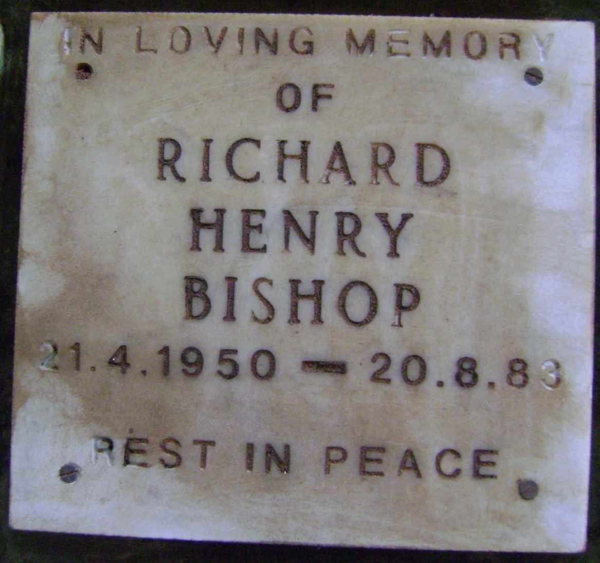 BISHOP Richard Henry 1950-1983