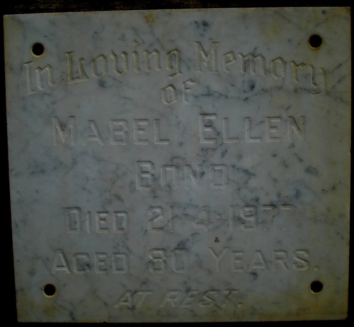 BOND Mabel Ellen -1977