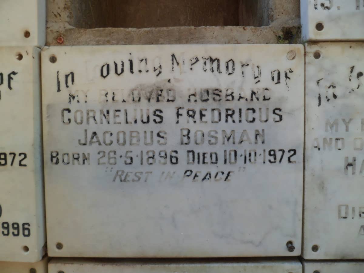 BOSMAN Cornelius Fredricus Jacobus 1896-1972
