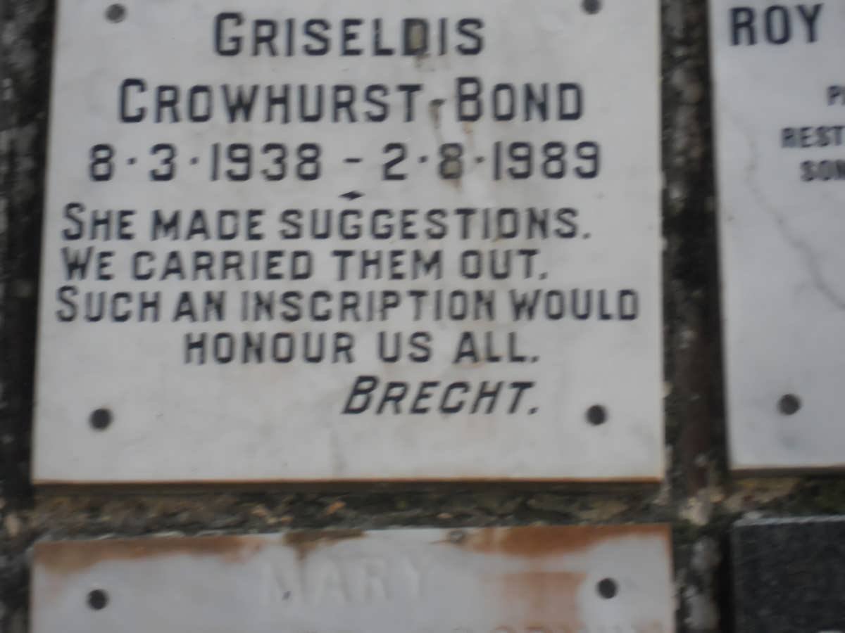 BOND Griseldis, CROWHURST 1938-1989