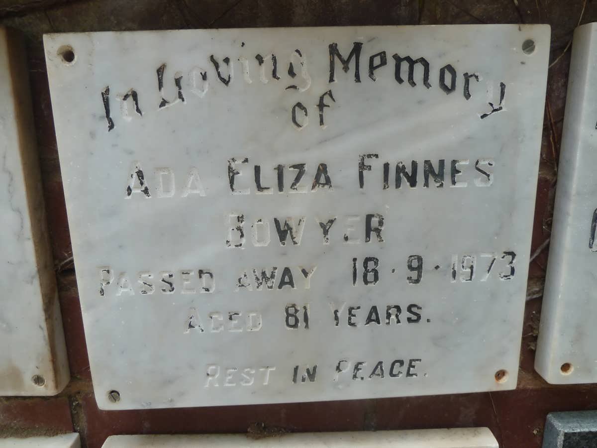 BOWYER Ada Eliza Finnes -1973