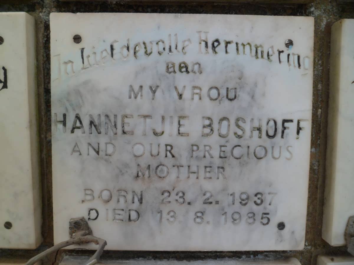 BOSHOFF Hannetjie 1937-1985