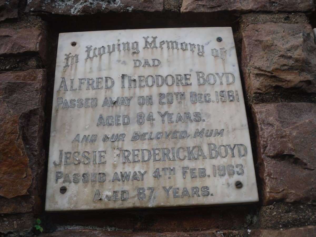 BOYD Alfred Theodore -1961 &amp; Jessie Fredericka -1963