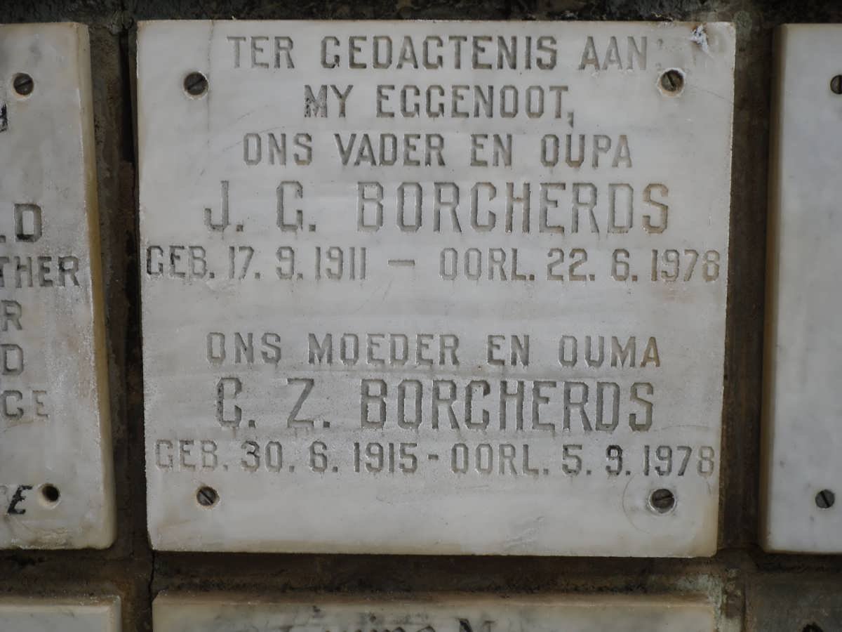 BORCHERDS J.G. 1911-1978 &amp; C.Z. 1915-1978