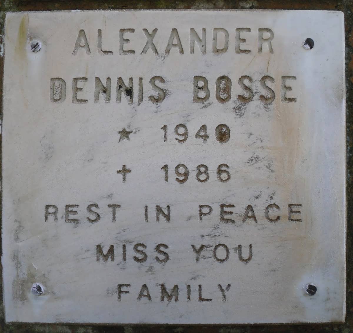 BOSSE Alexander Dennis 1940-1986