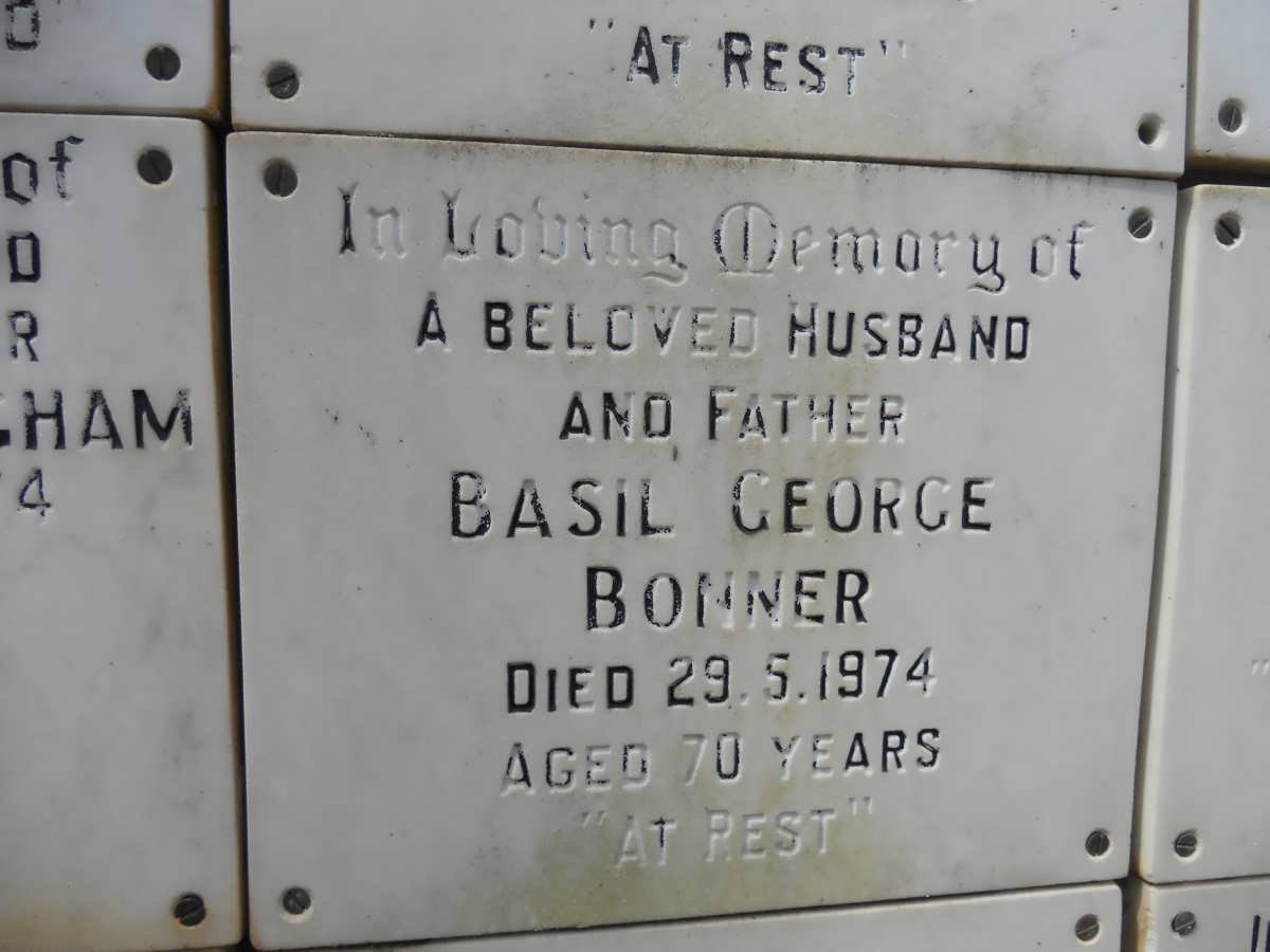 BONNER Basil George -1974