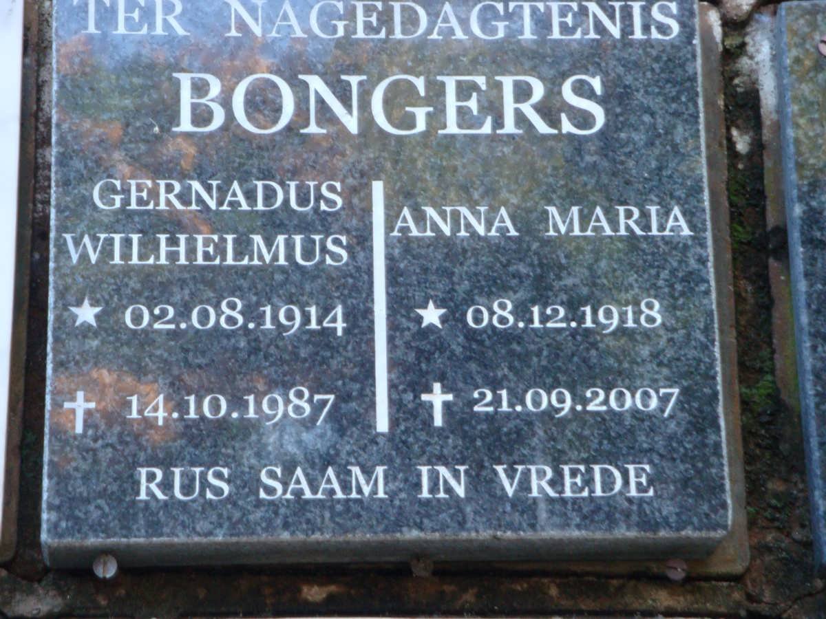 BONGERS Gernadus Wihelmus 1914-1987 &amp; Anna Maria 1918-2007