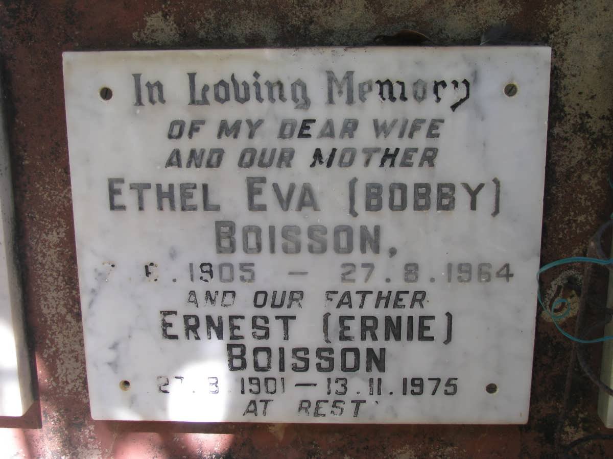 BOISSON Ernest 1901-1975 &amp; Ethel Eva 1905-1964