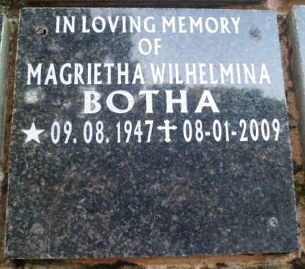 BOTHA Magrietha Wilhelmina 1947-2009
