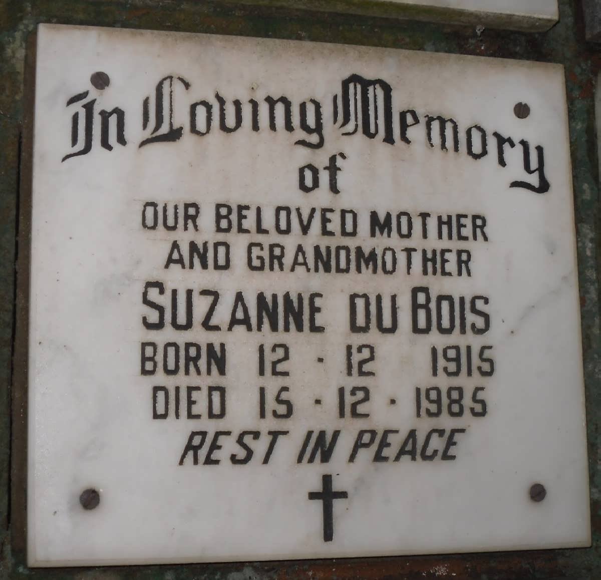 BOIS Suzanne, du 1915-1985
