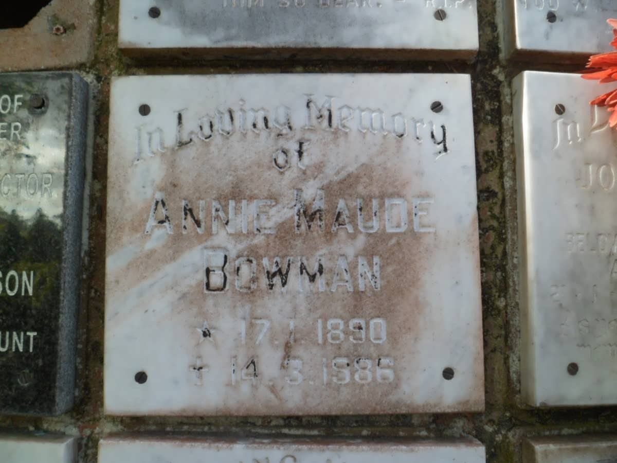 BOWMAN Annie Maude 1890-1986