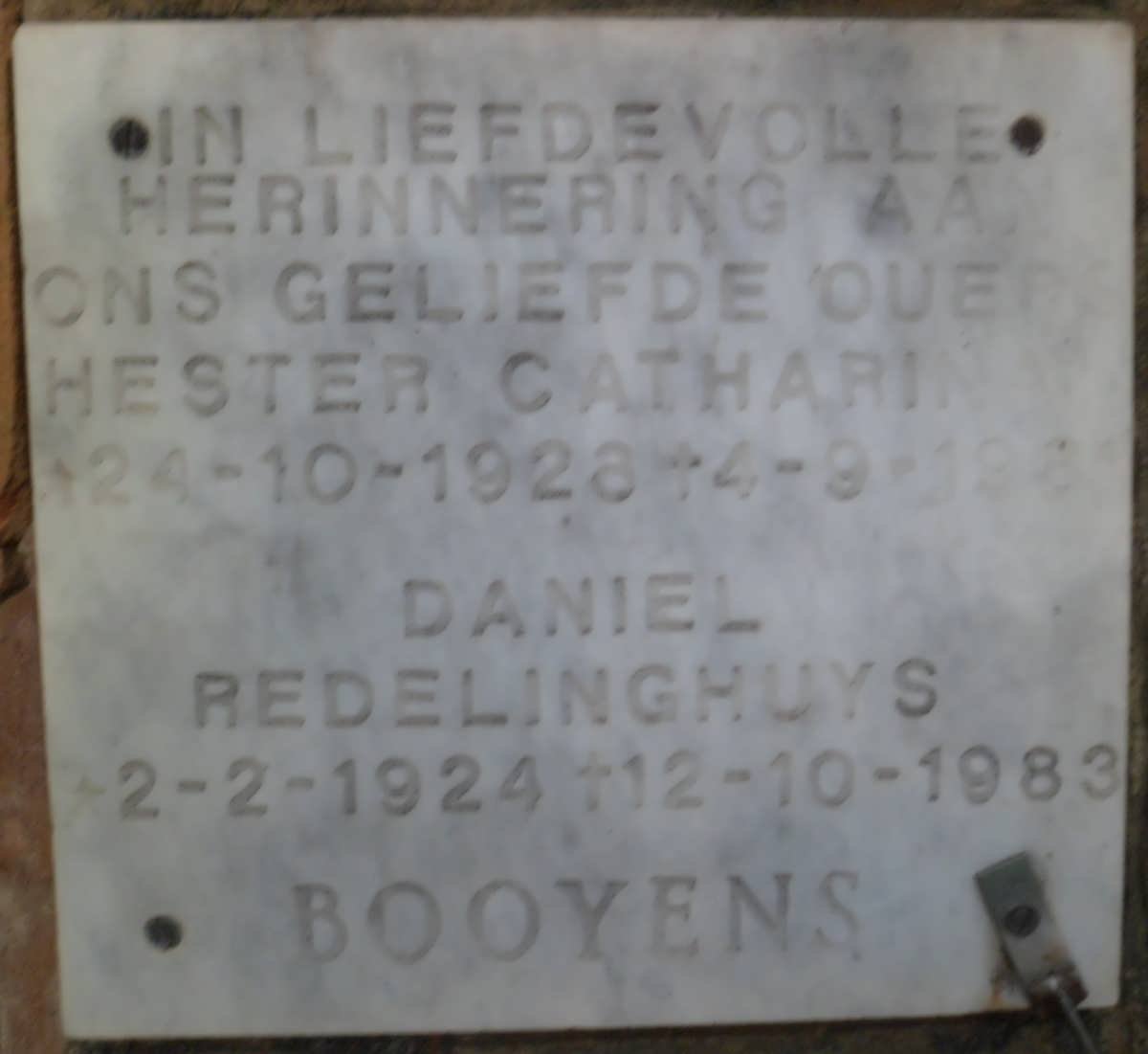 BOOYENS Daniel Redelinghuys 1924-1983 &amp; Hester Catharina 1928-1981