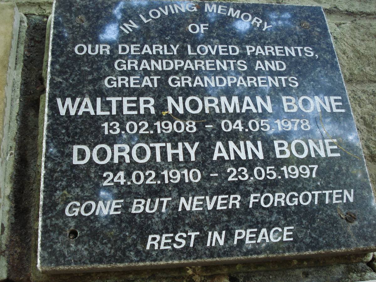 BONE Walter Norman 1908-1978 &amp; Dorothy Ann 1910-1997