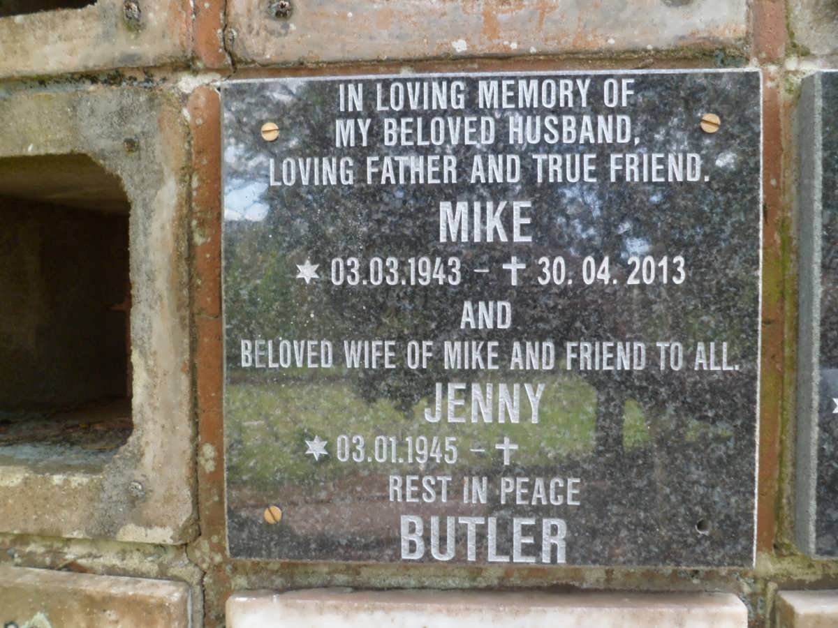 BUTLER Mike 1943-2013 &amp; Jenny 1945-