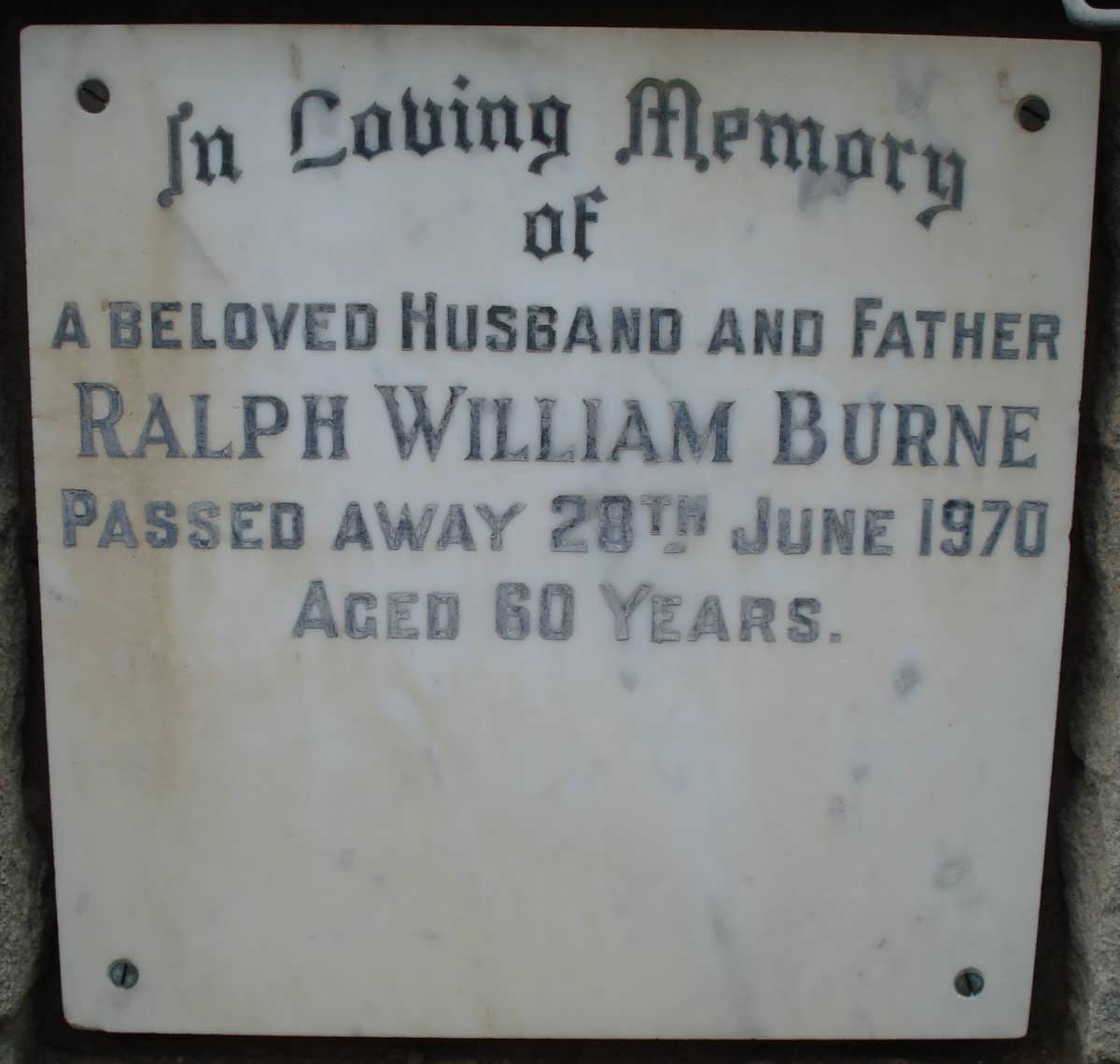 BURNE Ralph William -1970
