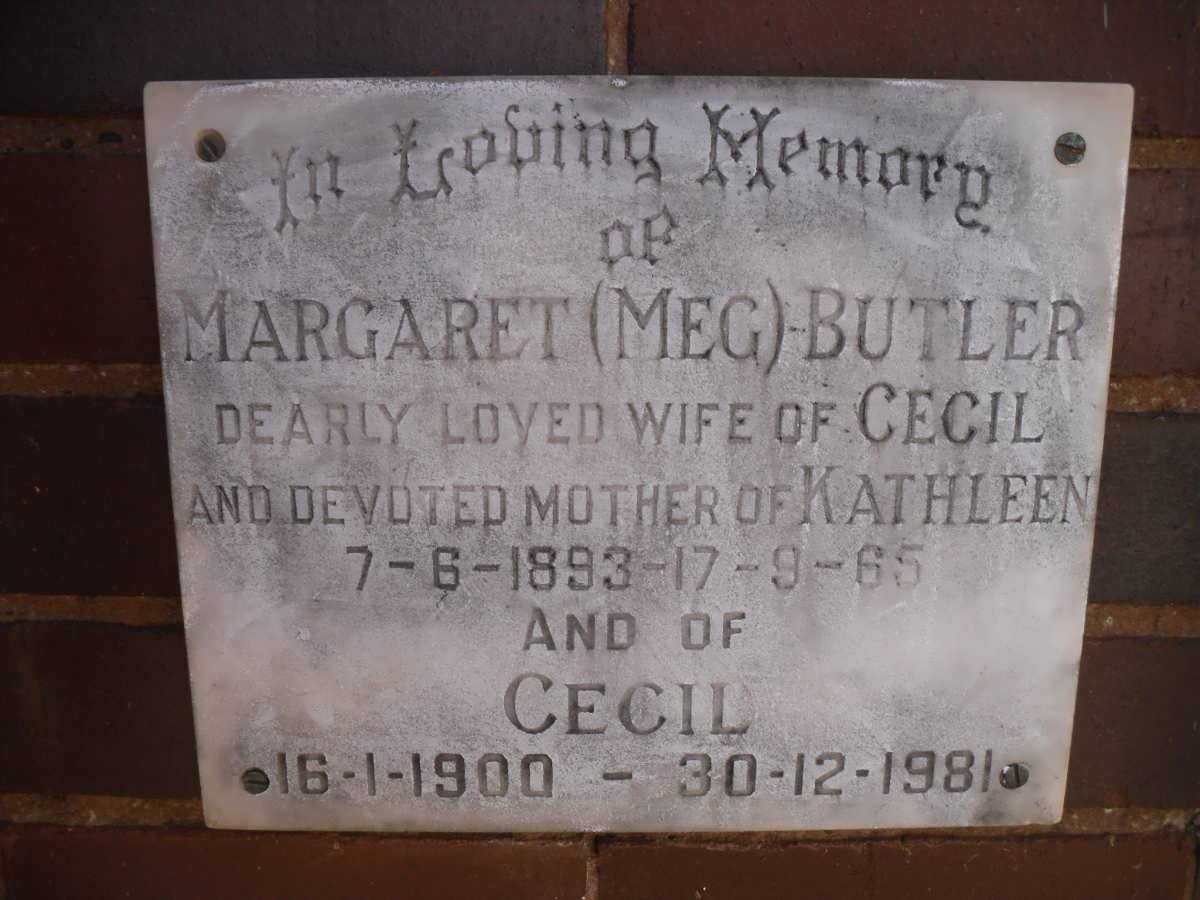 BUTLER Cecil 1900-1981 &amp; Margaret 1893-1965