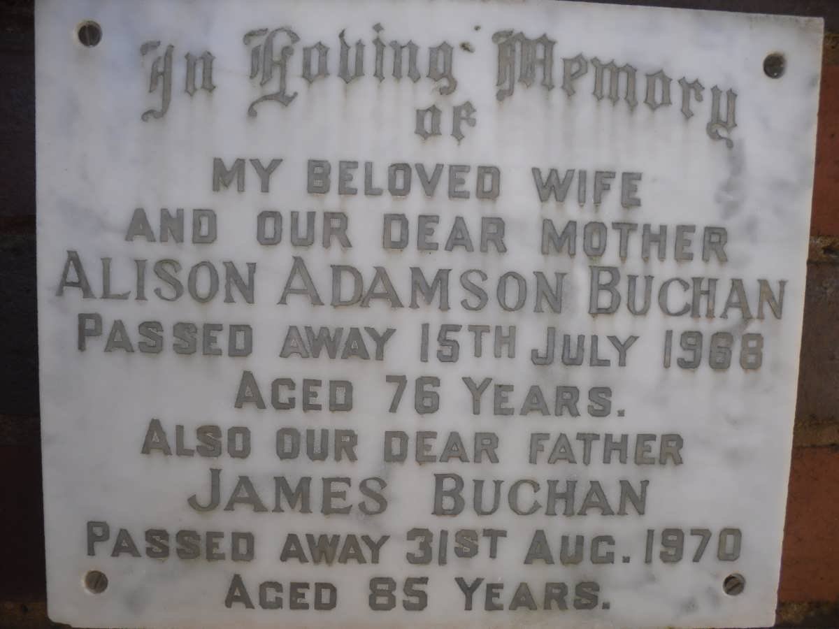 BUCHAN James -1970 &amp; Alison Adamson -1968