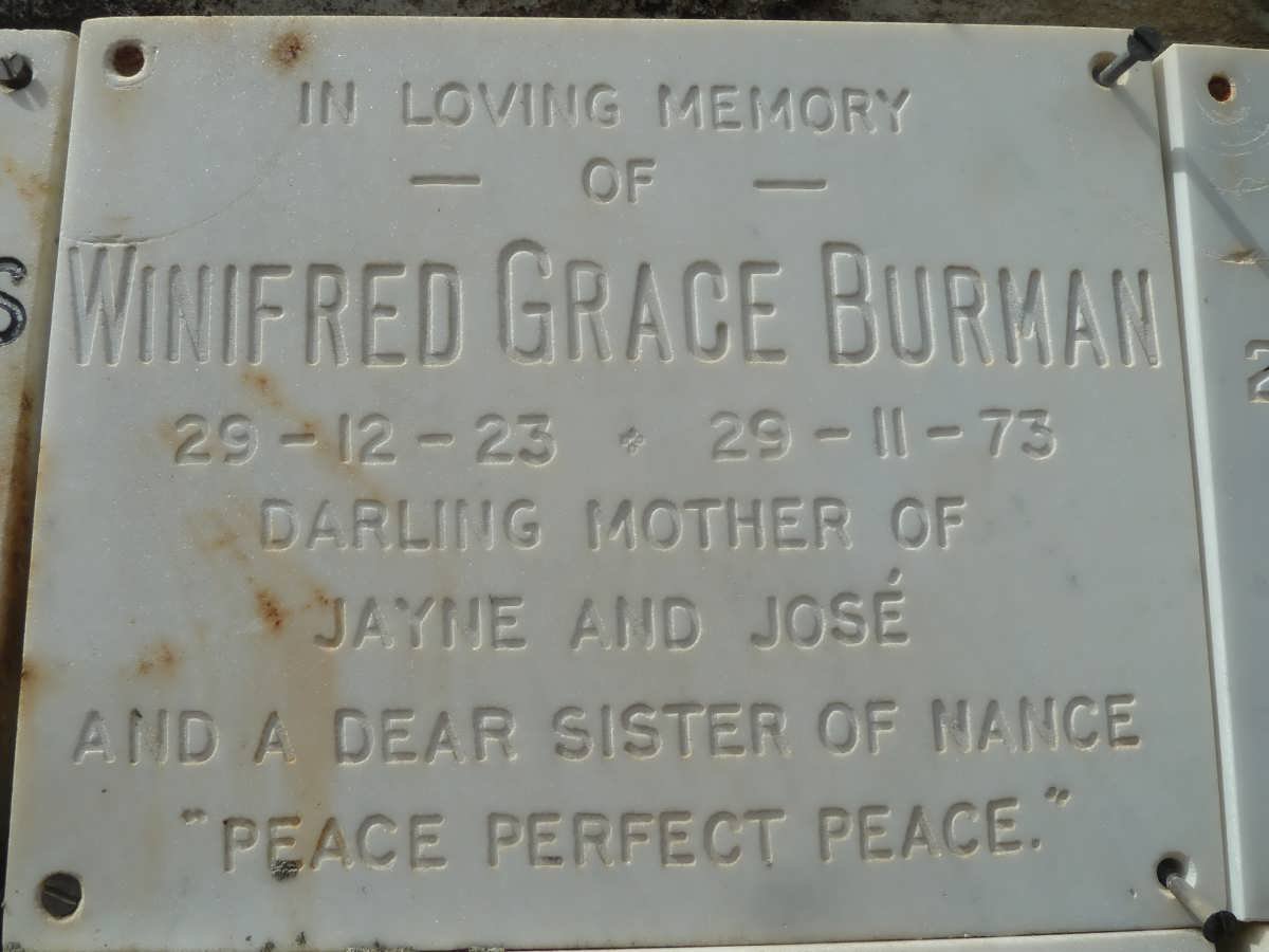 BURMAN Winifred Grace 1923-1973