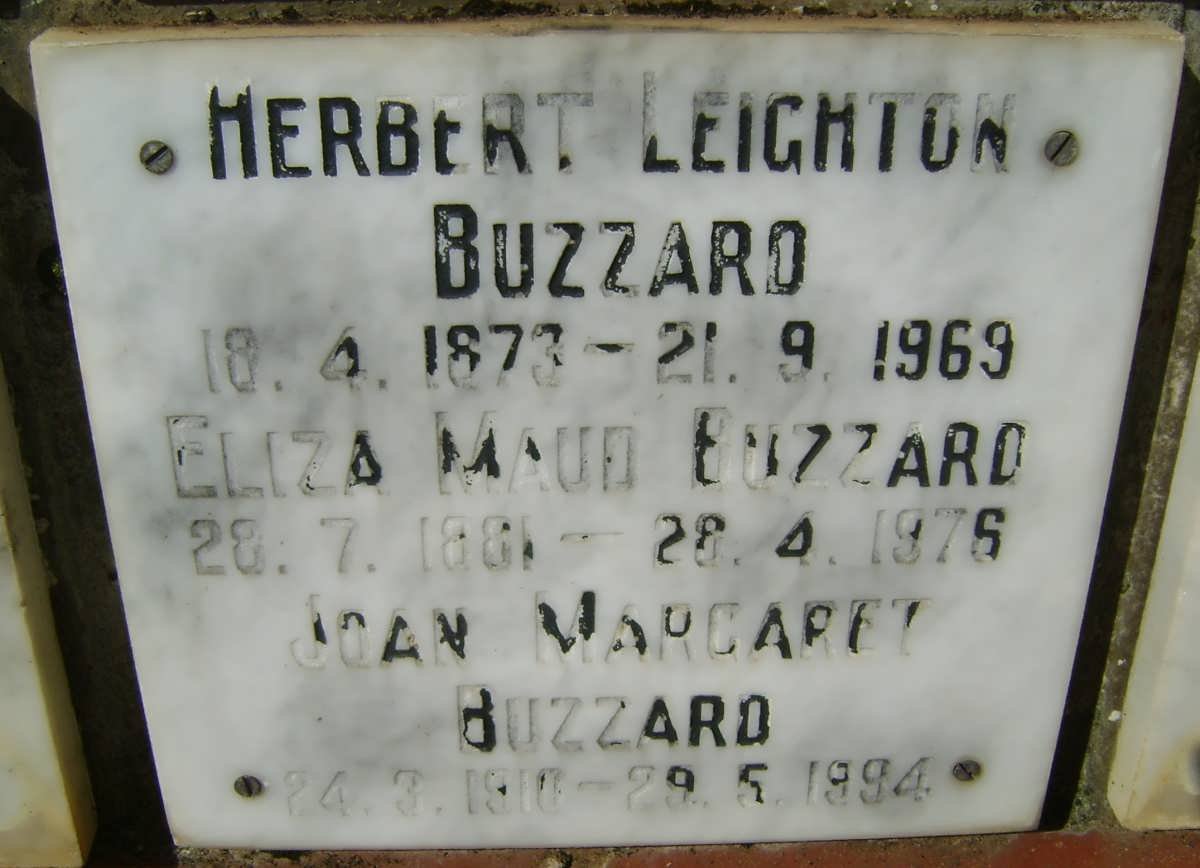 BUZZARD Herbert Leighton 1873-1969 &amp; Eliza Maud 1881-1976 :: BUZZARD Joan Margaret 1910-1994