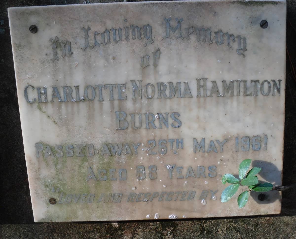 BURNS Charlotte Norma Hamilton -1961