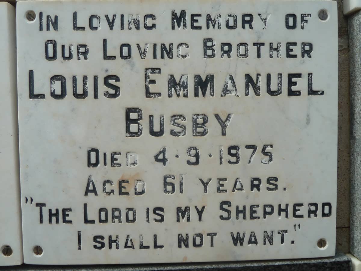 BUSBY Louis Emmanuel -1975