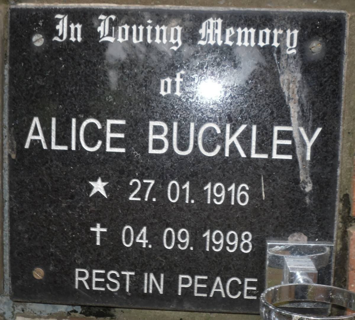 BUCKLEY Alice 1916-1998