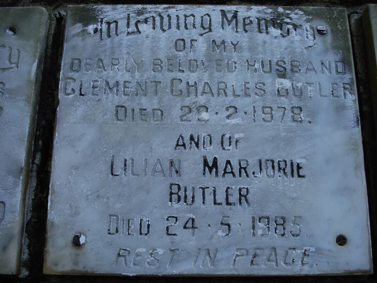 BUTLER Clement Charles -1978 &amp; Lilian Marjorie -1985