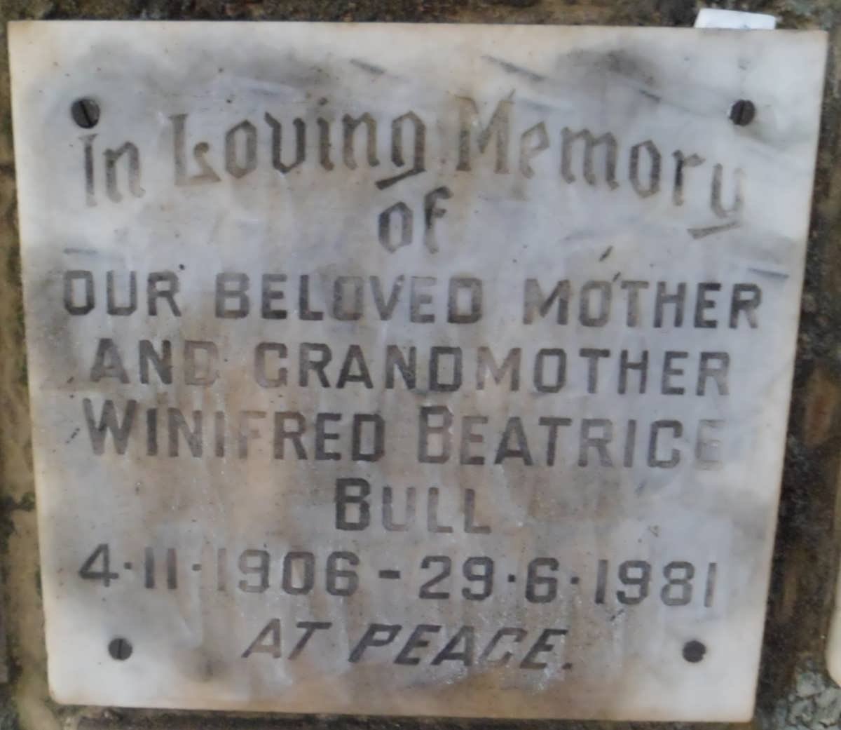 BULL Winifred Beatrice 1906-1981