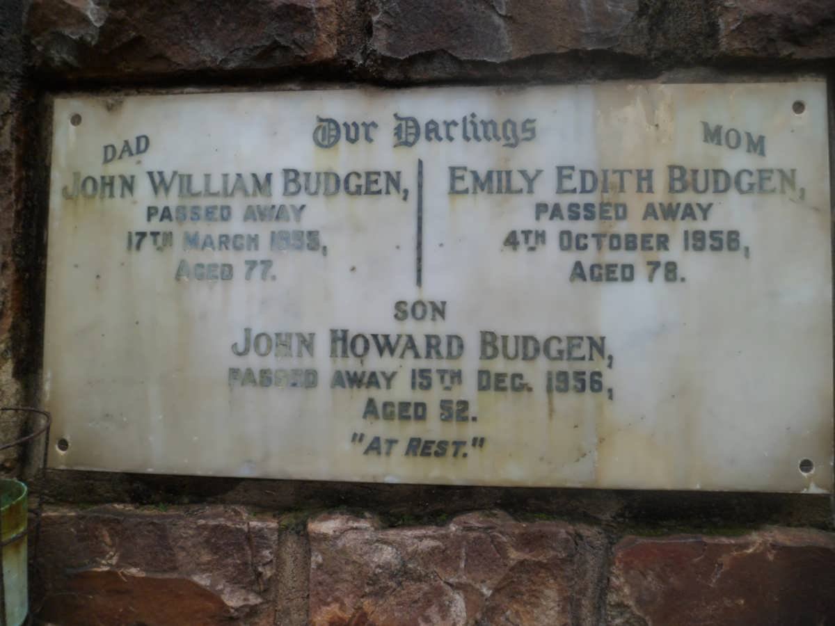 BUDGEN John William -1955 &amp; Emily Edith -1958 :: BUDGEN John Howard -1956
