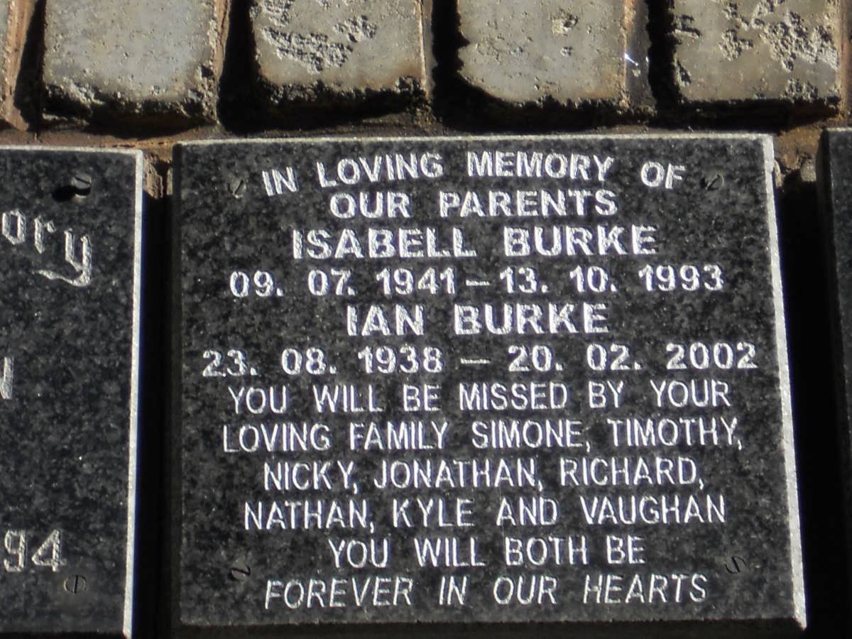 BURKE Ian 1938-2002 &amp; Isabell 1941-1993