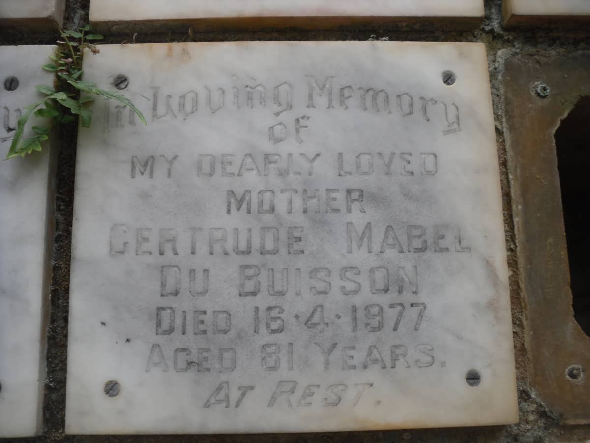 BUISSON Gertrude Mabel, du -1977