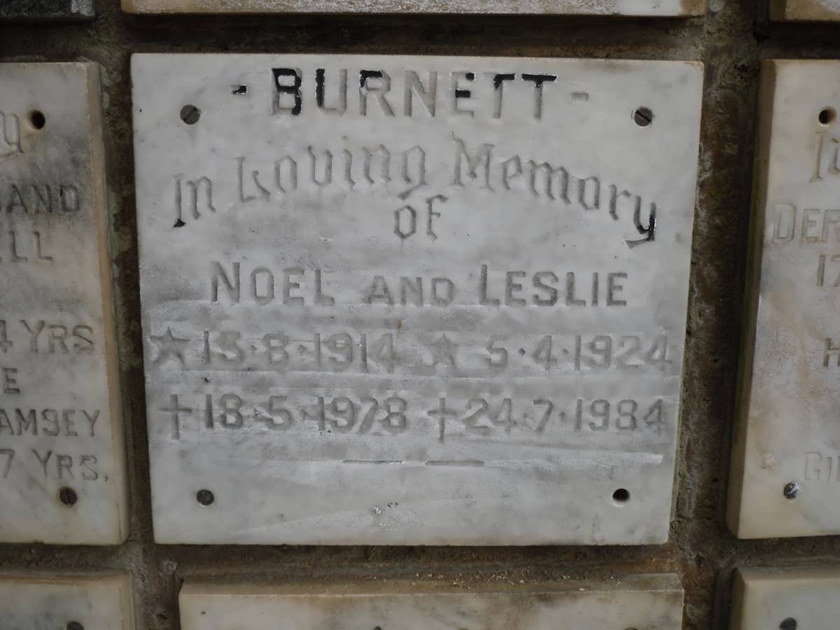 BURNETT Noel 1914-1978 &amp; Leslie 1924-1984