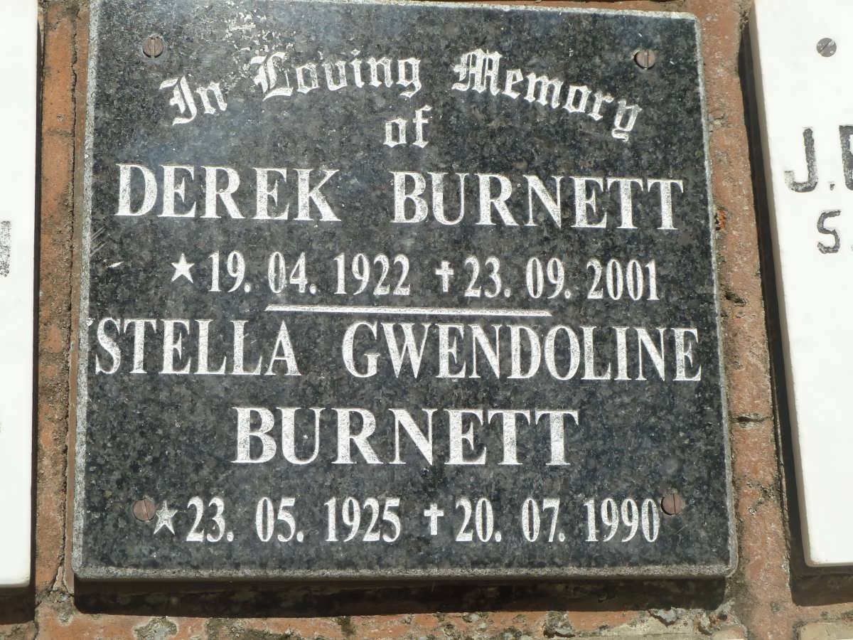 BURNETT Derek 1922-2001 &amp; Stella Gwendoline 1925-1990