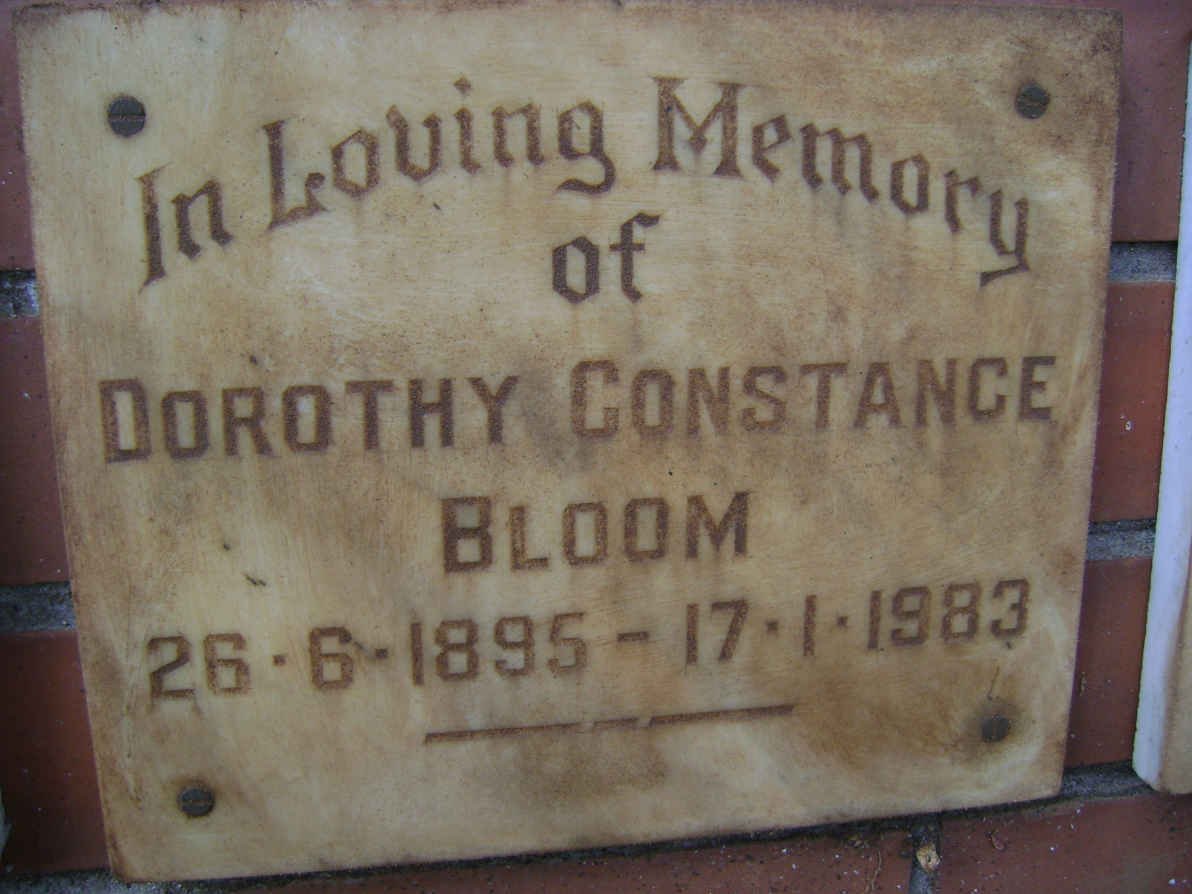 BLOOM Dorothy Constance 1895-1983