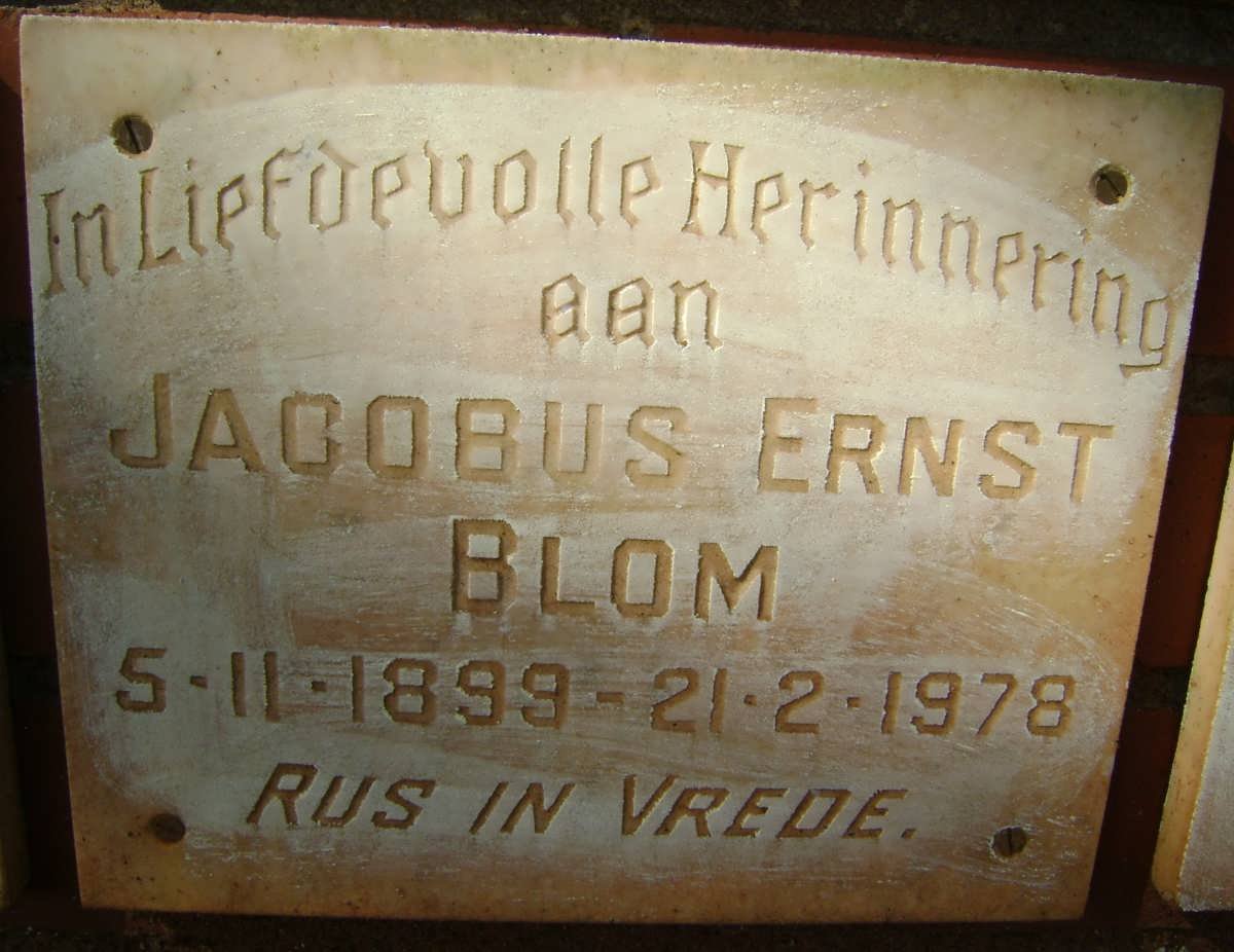 BLOM Jacobus Ernst 1899-1978